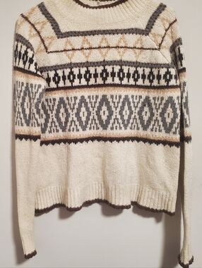 American Eagle Cozy Cream Fair Isle Knit Sweater